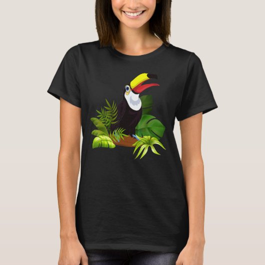 Zoo Bird Tropical Blätter Regenwald Tierexotisch T-Shirt (Vorderseite)