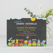 Zoo Birthday Einladung (Stehend Vorderseite)