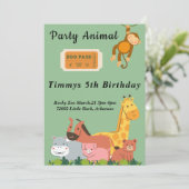 Zoo Birthday Einladung (Stehend Vorderseite)