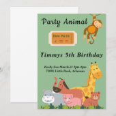 Zoo Birthday Einladung (Vorne/Hinten)