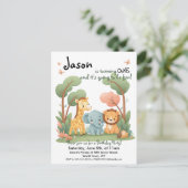 Zoo Birthday Einladung Postkarte (Stehend Vorderseite)