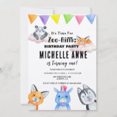 Zoo Birthday Invite - Custom Animal Party Card Einladung (Vorderseite)