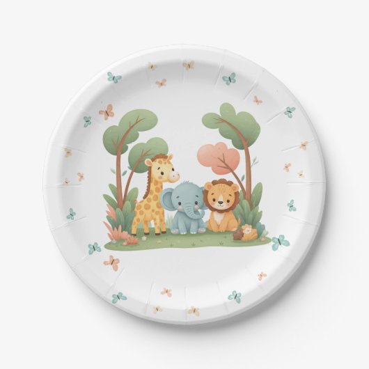 Zoo Birthday Party Pappteller (Vorderseite)