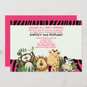 ZOO CREW 12x18 Trendy Zebra Stripe Jungle Party Einladung