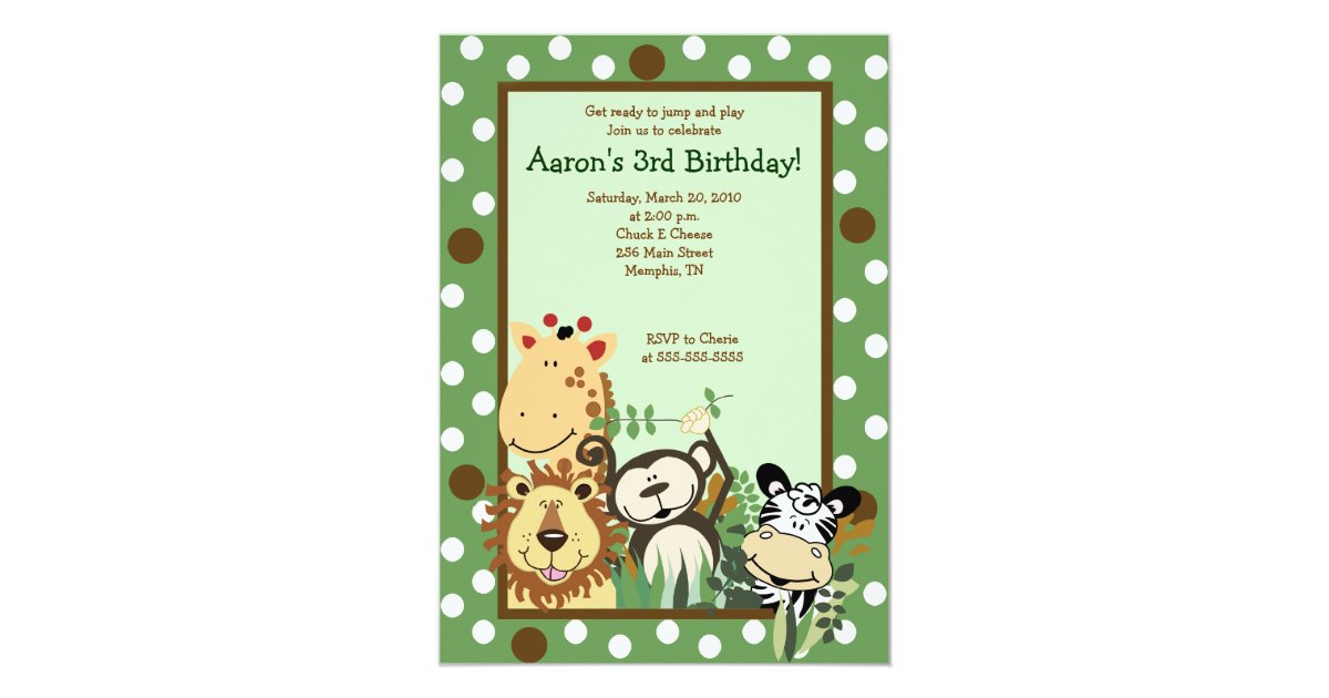ZOOCREW DschungelSafari GEBURTSTAG LADEN 12x18 Karte Zazzle