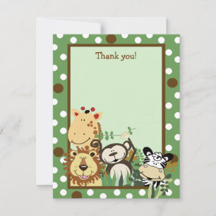 ZOO CREW GREEN Animals Flat Vielen Dank Mitteilungskarte