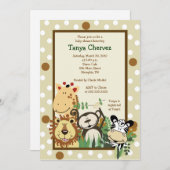 ZOO CREW Jungle Safari Baby Dusche 12x18 Einladung (Vorne/Hinten)