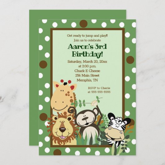 ZOO CREW Jungle Safari BIRTHDAY INVITE 12x18 Einladung (Vorne/Hinten)