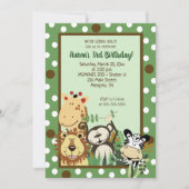 Zoo Crew Jungle Tiere Einladung Geburtstag (Vorderseite)