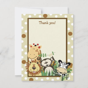 ZOO CREW Tan Animals Flat Vielen Dank Mitteilungskarte