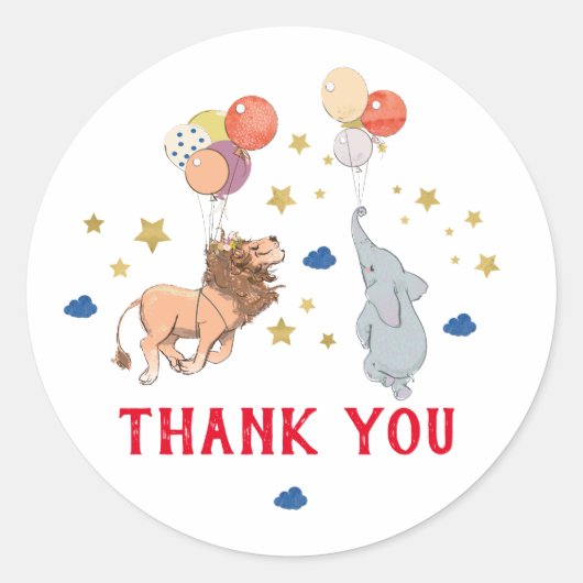 Zoo danke dir Aufkleber, Circus Runder Aufkleber (Vorderseite)