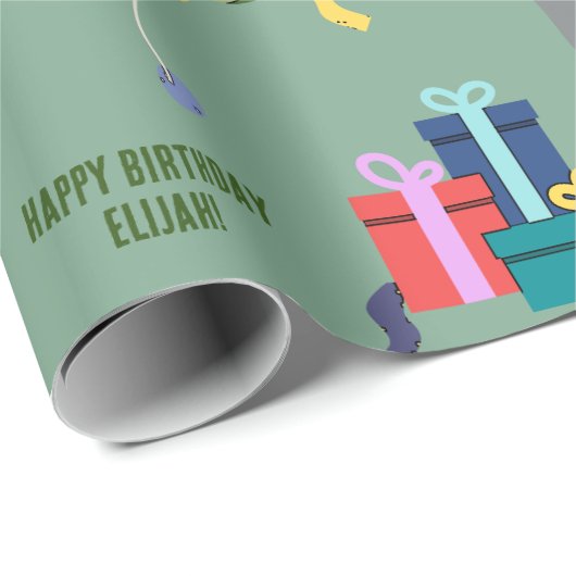 Zoo-Dschungel für individuell anpassbare Party Geschenkpapier (Rolleneckpunkt)