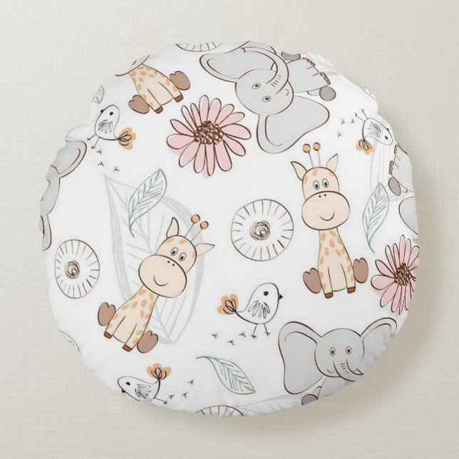 Zoo Friends Round Pillow Rundes Kissen (Vorderseite)