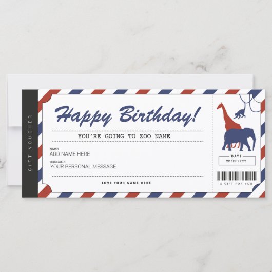 Zoo - Geburtsdatum Geschenkgutschein (Vorderseite)
