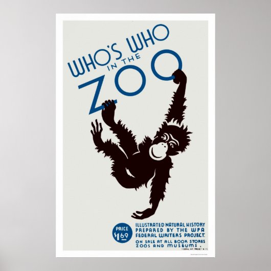 Zoo Guide Monkey 1937 WPA Poster (Vorne)