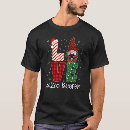 Zoo Keeper LOVE Gnome Funny Matching Pajama Christ T-Shirt (Vorderseite)
