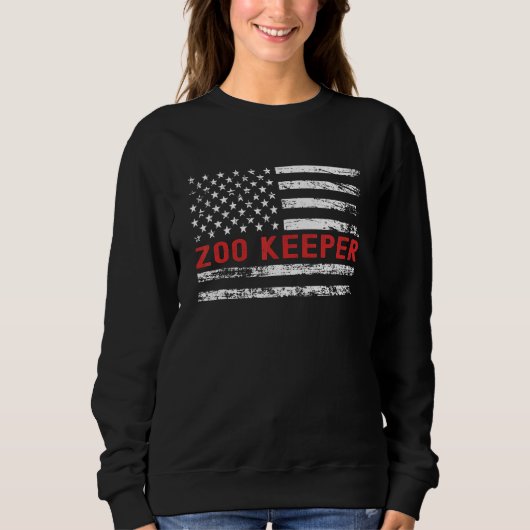 Zoo Keeper USA Flag Profession Retro Job Title Sweatshirt (Vorderseite)