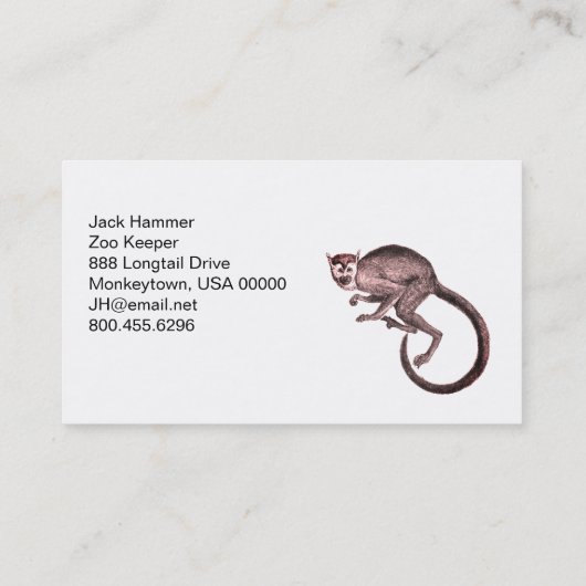 Zoo Keeper Visitenkarte (Rückseite)