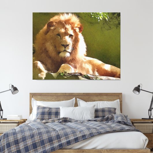 Zoo Lion Watercolor Leinwanddruck (Insitu (Schlafzimmer))
