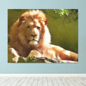 Zoo Lion Watercolor Leinwanddruck (Insitu (Holzboden))