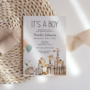 Zoo-Nursery-Tiere Junge Baby-Party Einladung