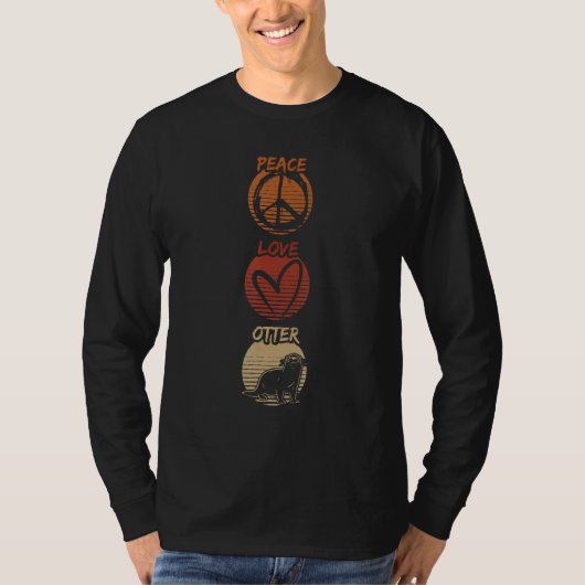 Zoo Peace Animal Hippie Wildlife Love Otter Retr T-Shirt (Vorderseite)