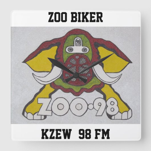 ZOO-RADFAHRER   KZEW 98 FM QUADRATISCHE WANDUHR (Vorderseite)