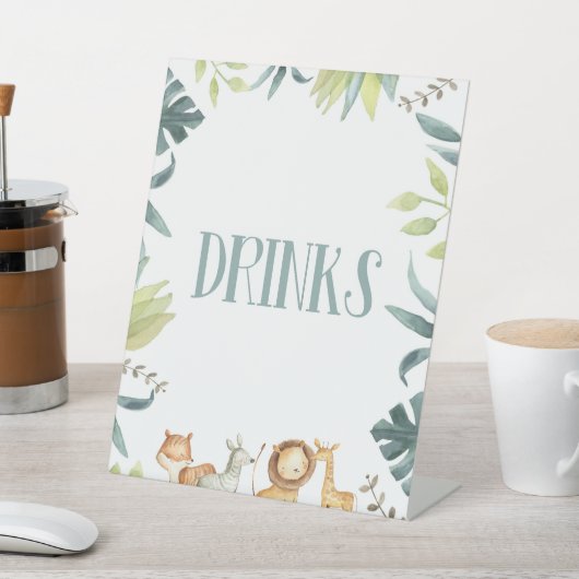 Zoo Safari Animals Drink Drink Table Party Sign Sockelschild (In SItu)