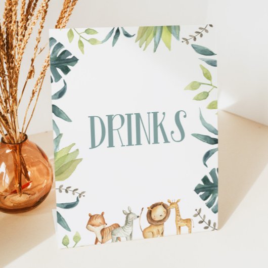 Zoo Safari Animals Drink Drink Table Party Sign Sockelschild