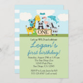 Zoo Safari Geburtstagsparty Einladung (Vorne/Hinten)