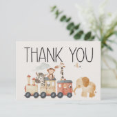 Zoo Safari Kinderzimmer Animals Baby Dusche Dankeskarte (Stehend Vorderseite)