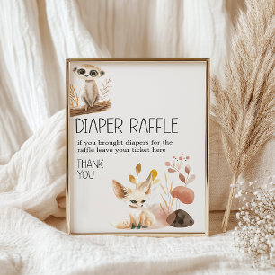 Zoo-Safari-Tiere Baby Shower Windel-Raffle Poster