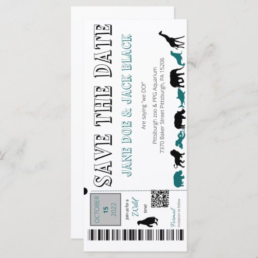 Zoo Save the Date Einladung (Vorne/Hinten)