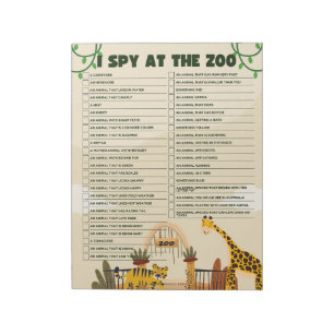 Zoo Scavenger Hunt Erziehung Notizblock