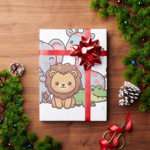 Zoo Süß Tier Kawaii Kind Spaß Wildnis Safari Reise Geschenkpapier