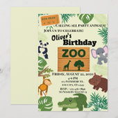 Zoo-Thema Einladung (Vorne/Hinten)