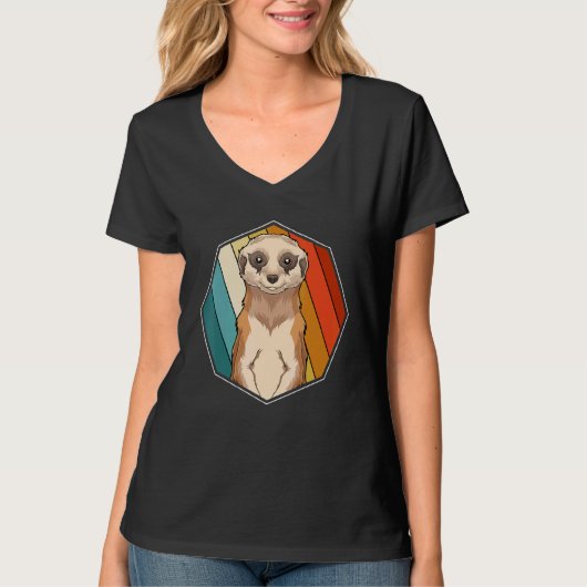 Zoo-Tier Erdmännchen Afrika Safari Retro Erdmännch T-Shirt (Vorderseite)