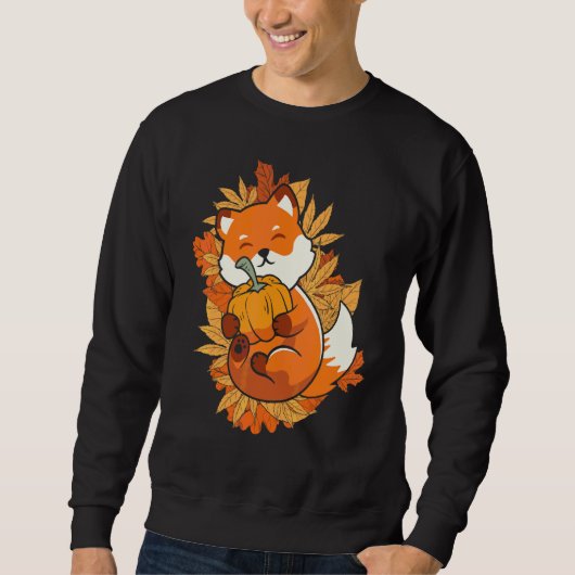 Zoo-Tier Fuchs Herbst Fallende Blätter Waldtier Sweatshirt (Vorderseite)