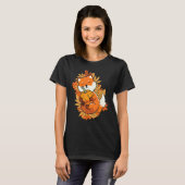 Zoo-Tier Fuchs Herbst Fallende Blätter Waldtier T-Shirt (Vorne ganz)