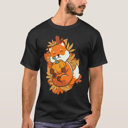 Zoo-Tier Fuchs Herbst Fallende Blätter Waldtier T-Shirt (Vorderseite)