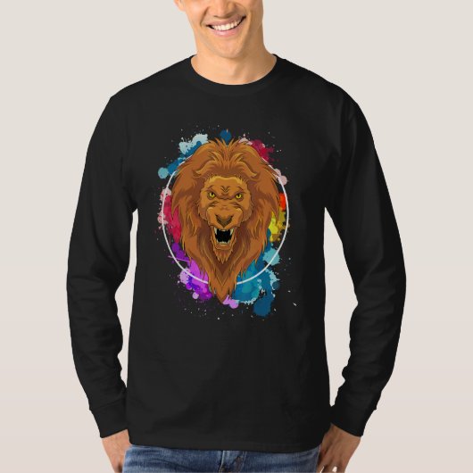 Zoo-Tier Löwe Afrika Safari Farbiger Löwe T-Shirt (Vorderseite)