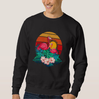 Zoo-Tier Tropic Sommer Sonnenaufgang Flamingo Vint Sweatshirt