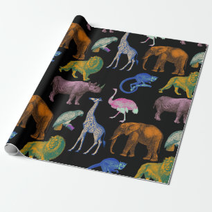 Zoo-Tiere Lebendige Farben Pop-Art Tierliebhaber Geschenkpapier