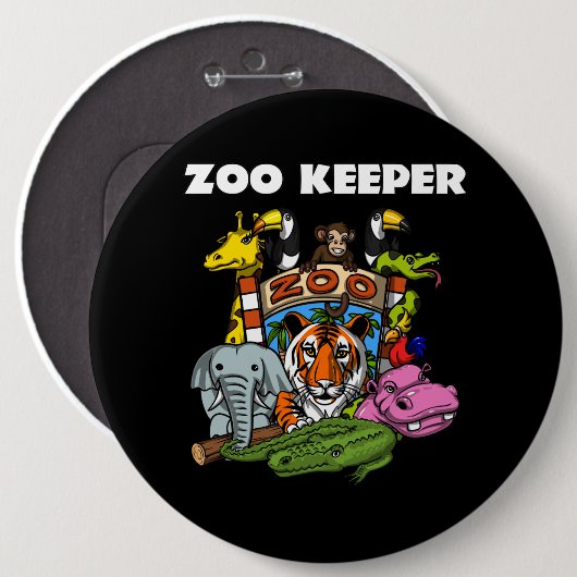 Zoo-Wächter-Tierliebhaber-Party Button (Vorne & Hinten)