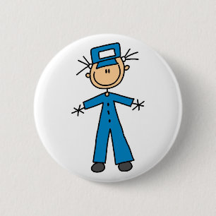 Zoo Wärter Stickfigur Knopf Button