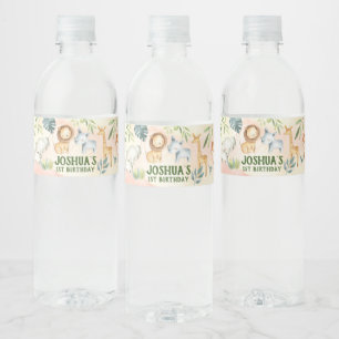 Zoo Wasserflasche-Label, Safari Wild One Label Wasserflaschenetikett