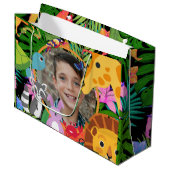 Zoo Wild Animal Jungle Safari Kindergeburtstag Große Geschenktüte (Vorderseite Schrägansicht)