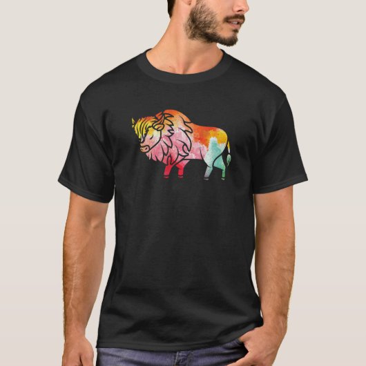 Zoo Wildlife Animal  Zookeeper Buffalo Bison Color T-Shirt (Vorderseite)