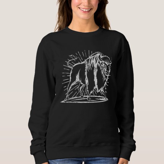 Zoo Wildlife Animal Zookeeper Buffalo Bison Distr Sweatshirt (Vorderseite)