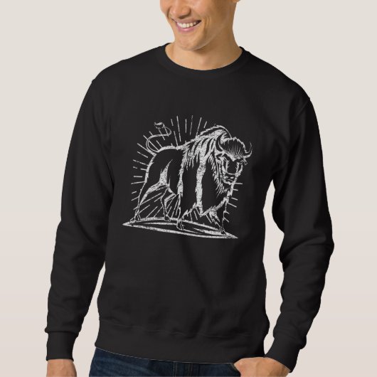 Zoo Wildlife Animal Zookeeper Buffalo Bison Distr Sweatshirt (Vorderseite)